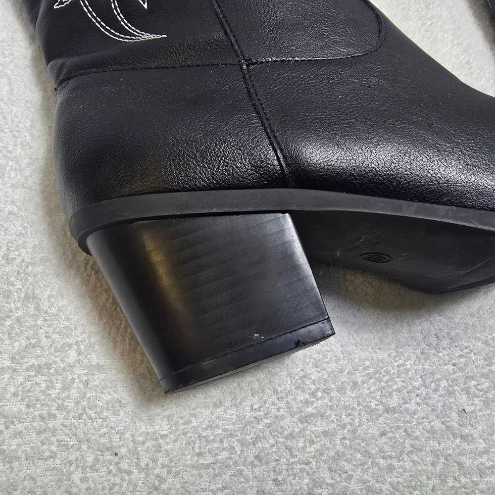 Women's Unbranded Black and White Heeled Cowboy Boots Size 9 - Picture 8 of 10